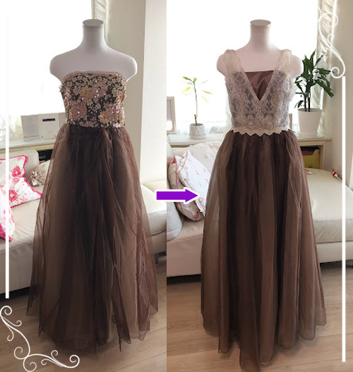 お持ちのカラードレスをリメイクした実例